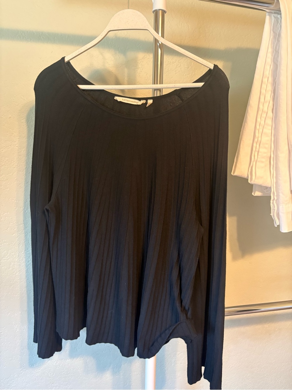 Soft Surroundings Black Ribbed Long-Sleeve Top
